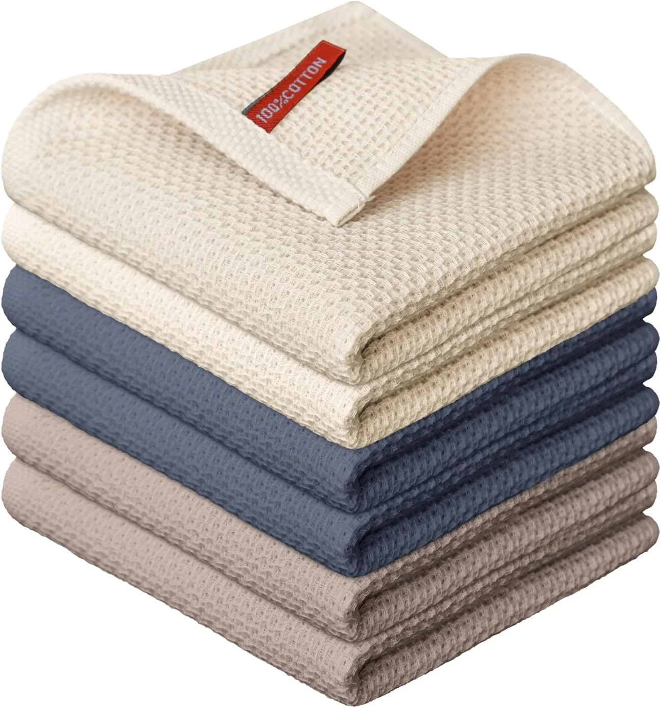 Verified Premium Cotton Waffle Weave Kitchen Dish Cloths Set of 6 Efficient