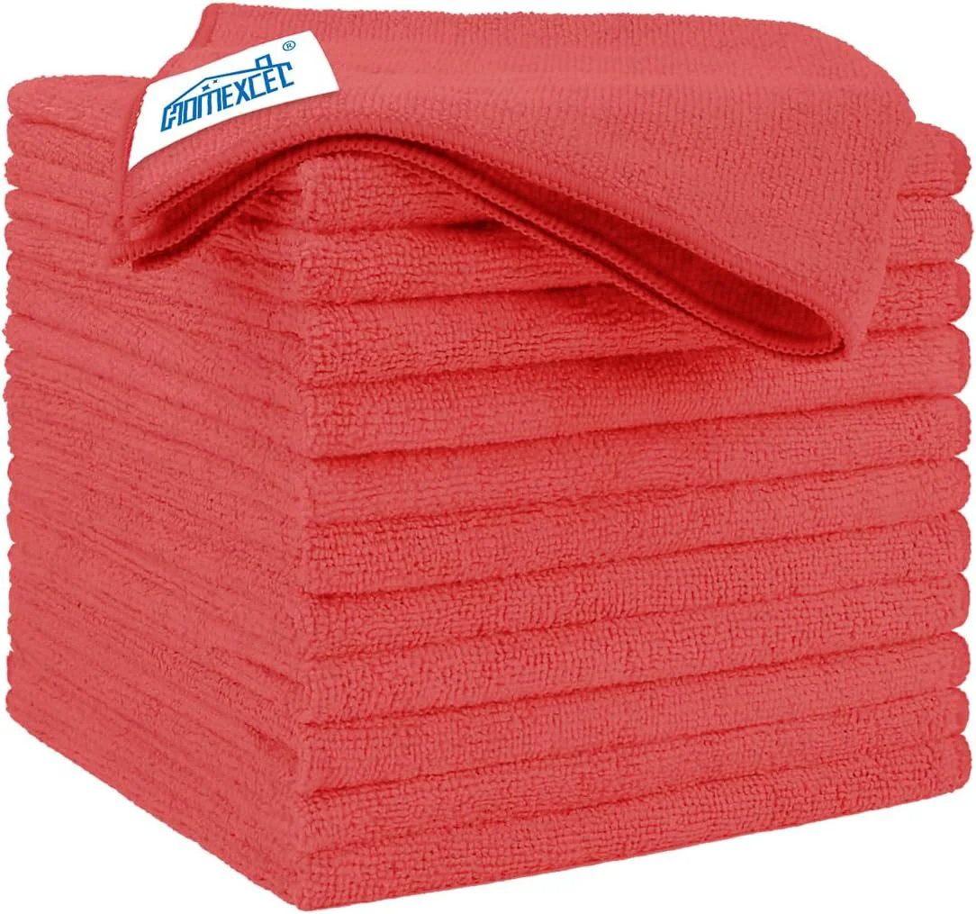 Traditional Homexcel Red Microfiber Cleaning Cloth 12 Pack 12.5 x 12.5 inch Microfiber Towels for Cars Ultra Absorbent Car Washing Cloth Verified