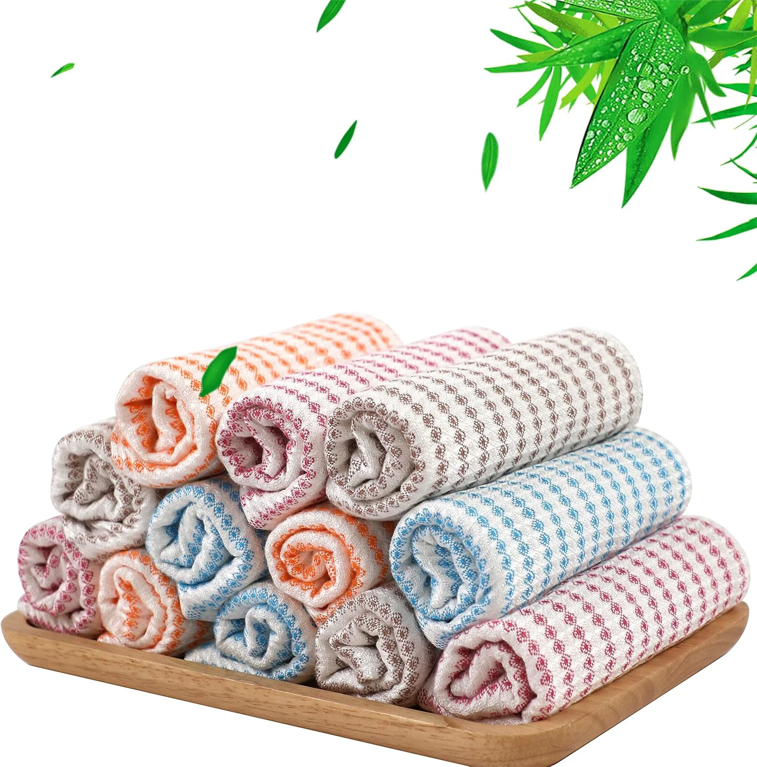 Exclusive Dish Cloths 12 Pack Waffle Reusable Cleaning Cloths 14”x10” Multi-Color Powerful