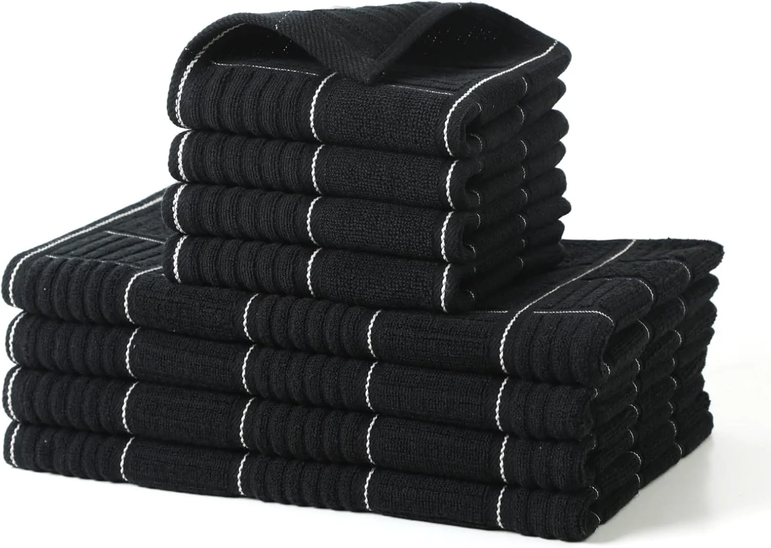 Stylish Glynniss Kitchen Towels and Dishcloths Set Absorbent Dish Towels and Dish Cloths Set for Washing Dishes Cleaning and Drying Use Pack of 8 Black Carefully Designed