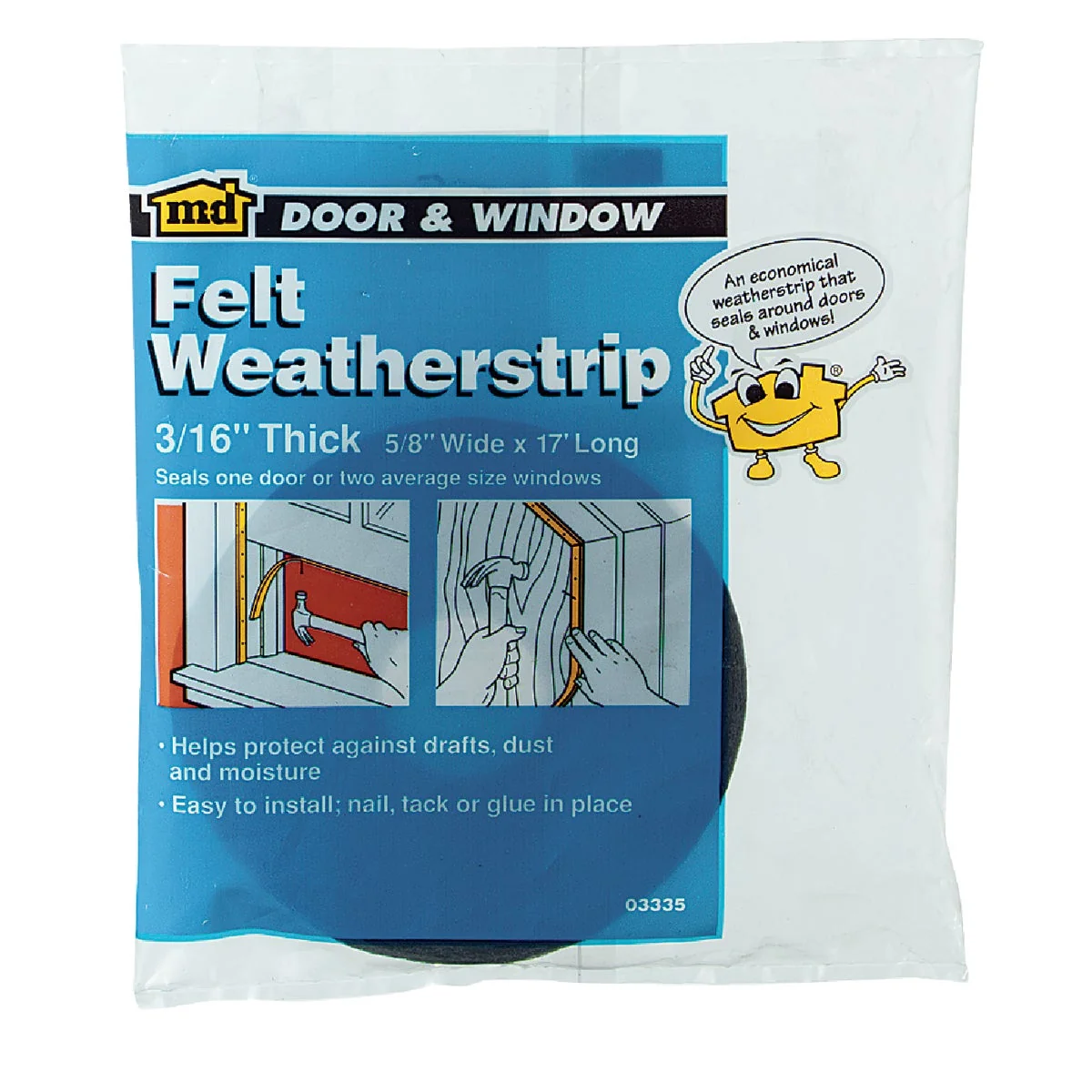 Contemporary M-D 3 16 x 5 8 x 17′ Felt Weatherstrip Tape Consistent