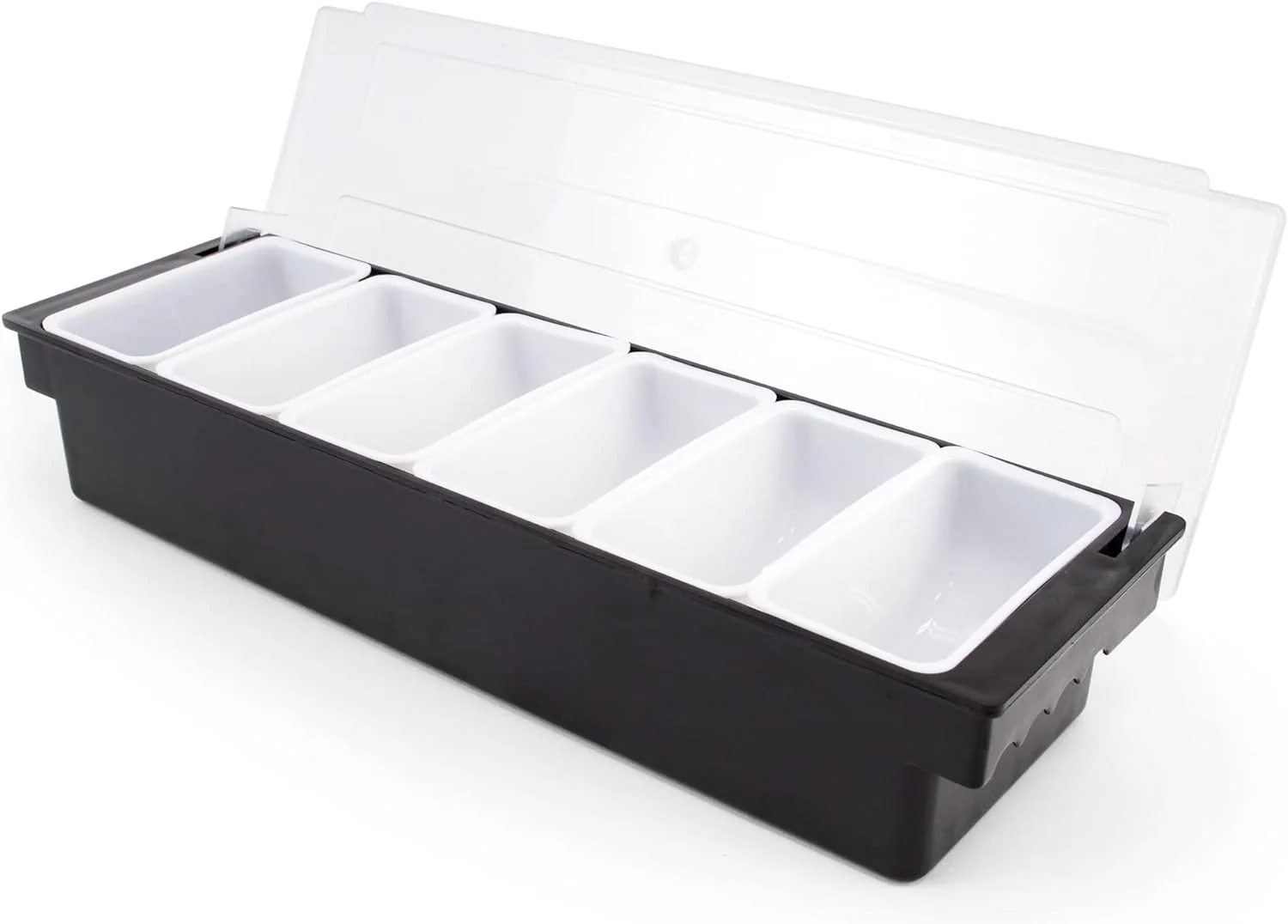 Trendy Cocktailor 6 Tray Bar Top Food Garnish Station with Lid – Condiment Dispender for Bartending Taco Bar Ice Cream Fruit Salad Bar – Topping Organizer for Restaurant Supplies Accessories Original