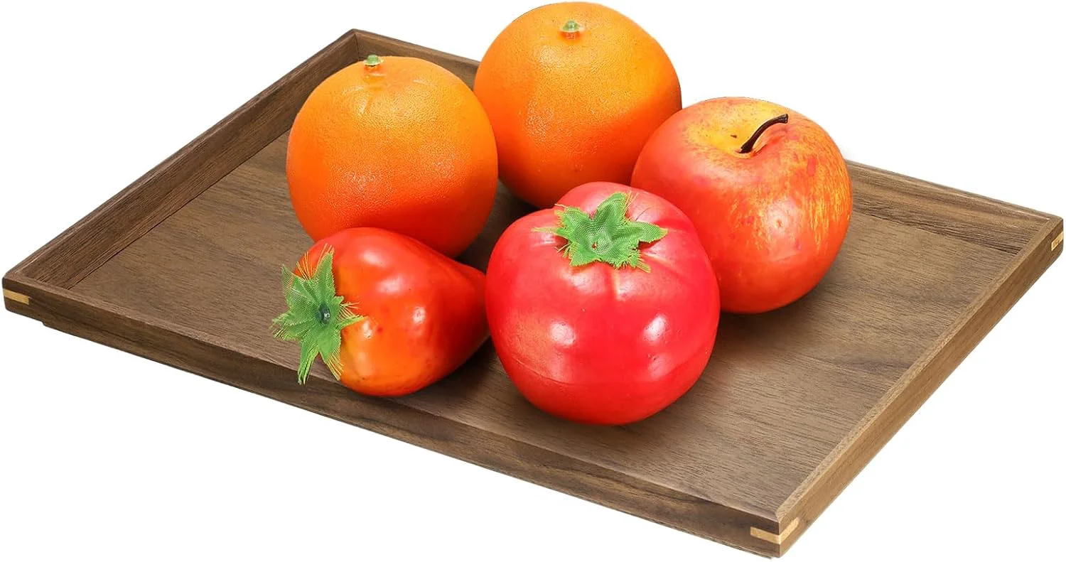 Luxury uxcell Bamboo Serving Tray 12 x 8 Inch Rectangle Wooden Trays Portable Serving Platters for Food Fruit Snacks Bread Vanity Weddings Picnics Unique