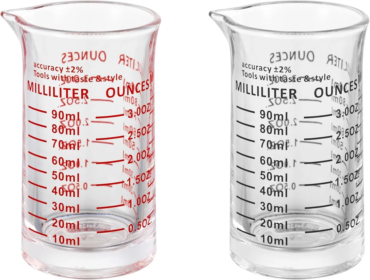 User-Friendly Ackers 3oz 90ml Glass Measuring Cup – Shot Glass with Double Scale-Ounce Ml Markings for Kitchen Bar Pack of 2 Certified