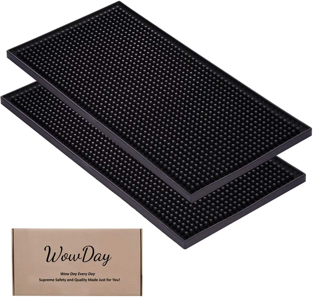 Proven Bar Mat for Cocktail and Coffee Bar 6 x 12 Rubber Bar Service Spill Mat for Cocktail Bartender Coffee Bar or Countertop Mats Glass Drying Mat Black High-Performance