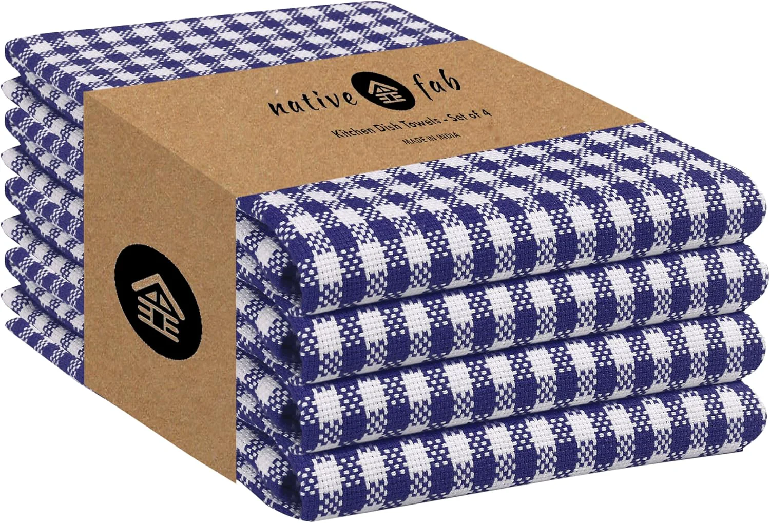 Specialty Native Fab Gingham Dish Towels 16×26 inches Set of 4 – Absorbent Washable Dishcloths Dish Towels for Quick Drying Dishes Fine