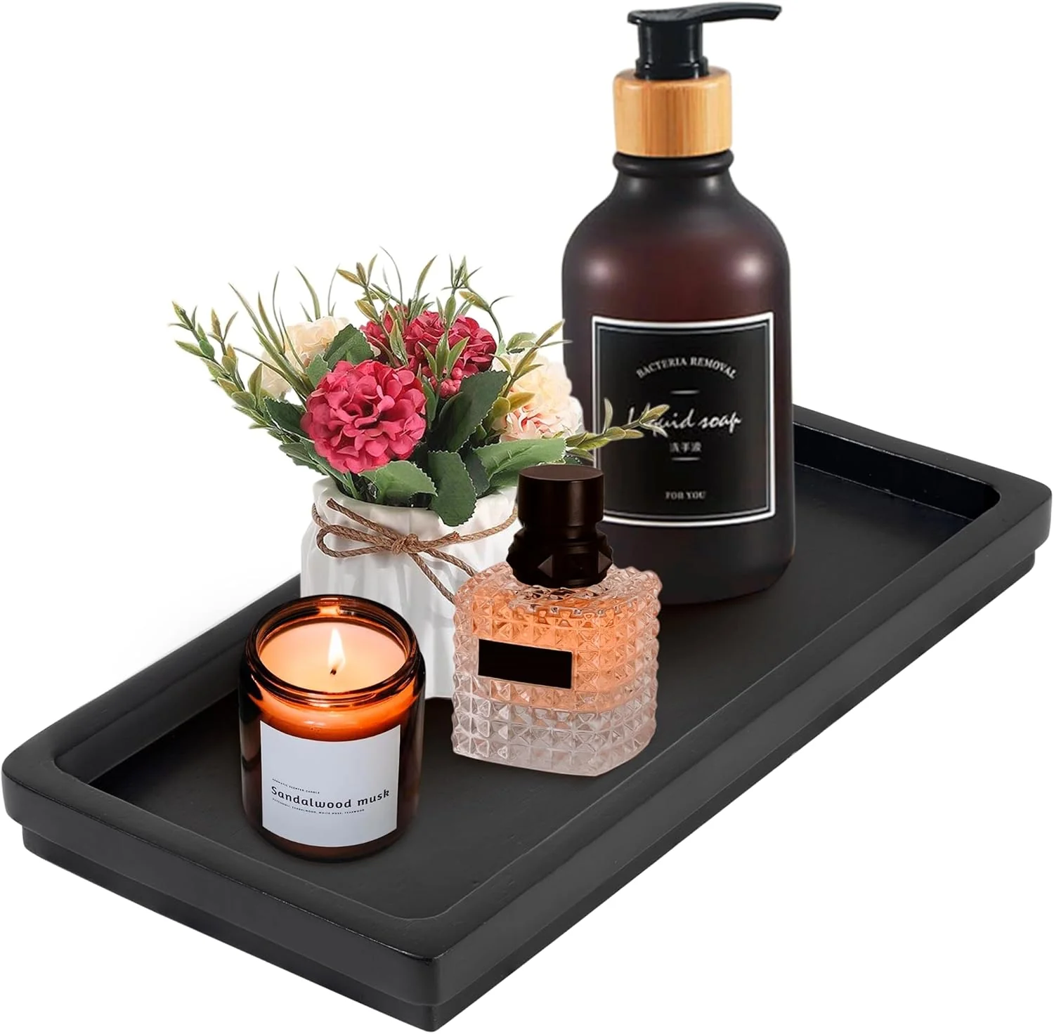 User-Friendly Acacia Wood Decorative Vanity Tray – 11.8 x 5.9 inches Suitable for Countertop Bathroom Sink Dresser Toilet Tank Carefully Designed
