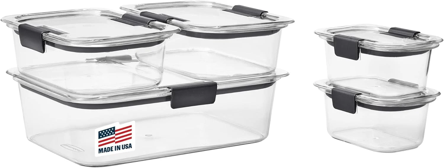 Superior Rubbermaid Brilliance Food Storage Containers Set of 5 10 Pieces BPA- Leak-Proof Clear Fast