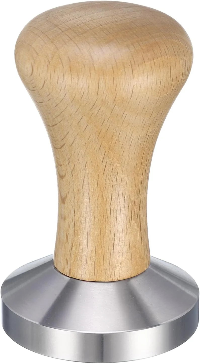 Fast uxcell 51mm Espresso Tamper Stainless Steel Press Tool Tamper with Wooden Handle Espresso Accessories for Baristas Home Shops Cafe Flat Base High-End
