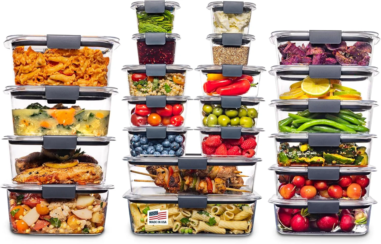 Professional Rubbermaid Brilliance BPA 44-Piece Food Storage Containers Set Airtight Leak-Proof with Lids for Meal Prep Lunch and Leftovers Luxury