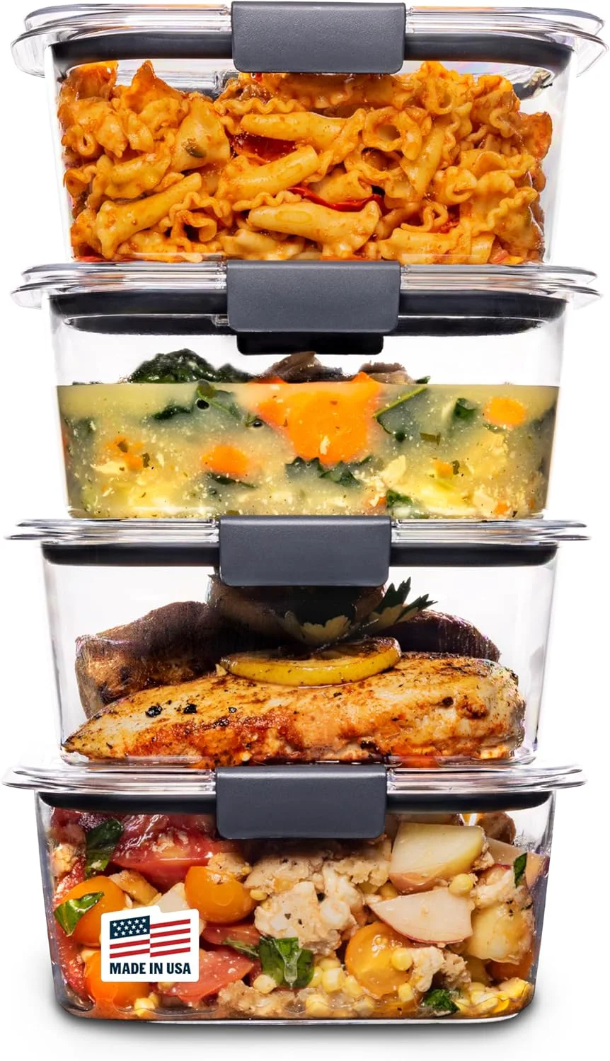 Easy-to-Use Rubbermaid Brilliance BPA Airtight Food Storage Containers with Lids Set of 4 4.7 Cup I for Lunch Meal Prep and Leftovers Efficient
