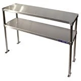 Pure Stainless Steel Adjustable Double Overshelf for Work Table 18 x 48 – Top Mount Advanced