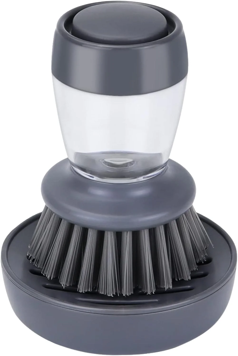 Reliable Dish Brush with Soap Dispenser Kitchen Scrub Brush for Dishes Pots Pans Sink Cleaning Dish Scrubber with Holder Set Grey Handle Nylon Bristles First-Class
