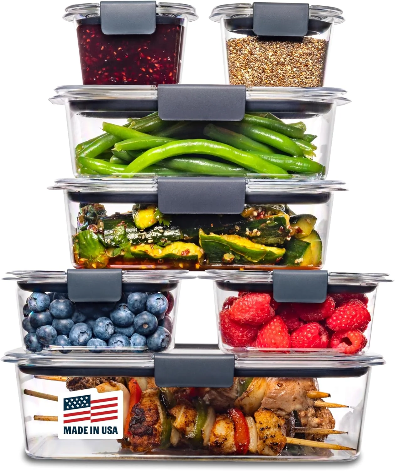 Dependable Rubbermaid Brilliance Food Storage Containers 14 Piece Plastic Containers with Lids BPA- Leak Proof Clear Responsible