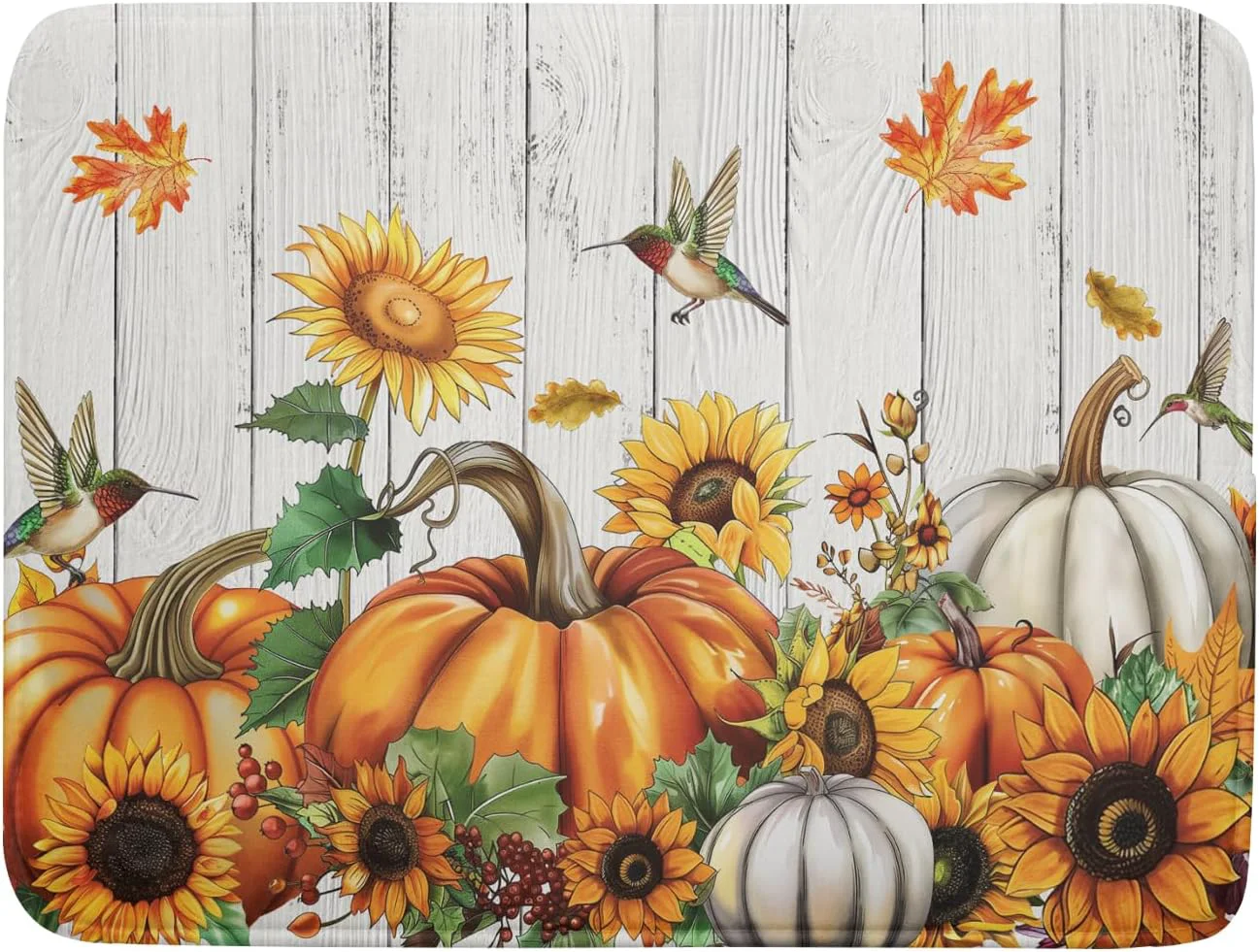 Expertly Made Autumn Harvest Pumpkin Dish Drying Mat for Kitchen Counter Sunflower Maple Leaves Fall Dish Drying Mat 18 x24 Thanksgiving Dishes Pad Dish Drainer Enhanced