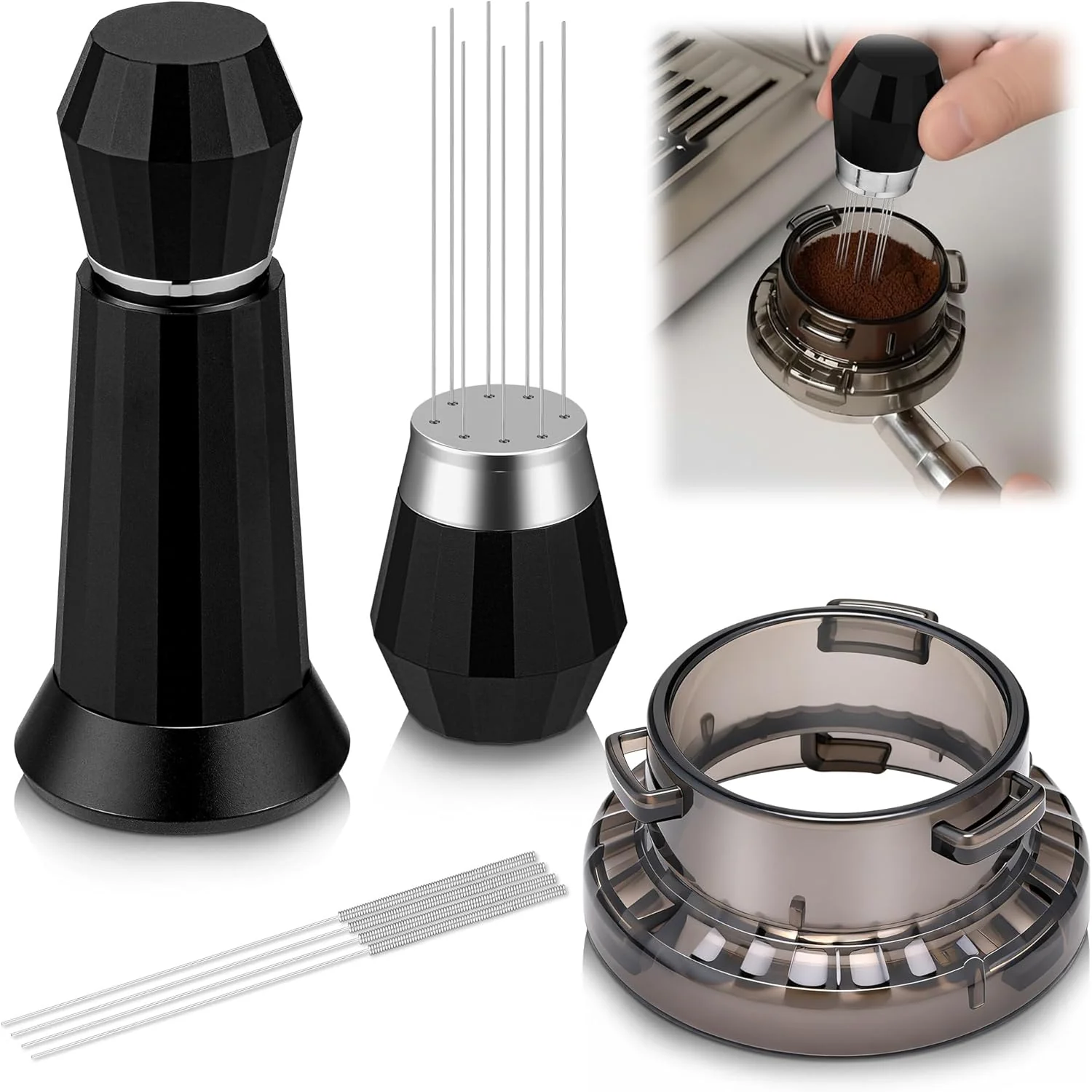 Fast Feekoon Espresso Accessories Kit WDT Espresso Distribution Tool 54mm Dosing Funnel Compatible with Breville Barista and Bambino Machine Smart