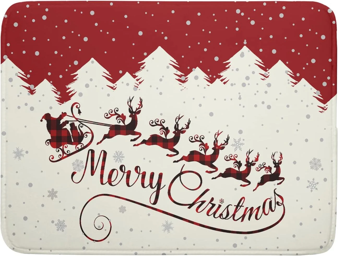 Breathable Christmas Moose Dish Drying Mat 16×18 Inch Cute Christmas Elk Drying Mat for Kitchen Counter Xmas Winter Santa Claus Absorbent Reversible Microfiber Powerful