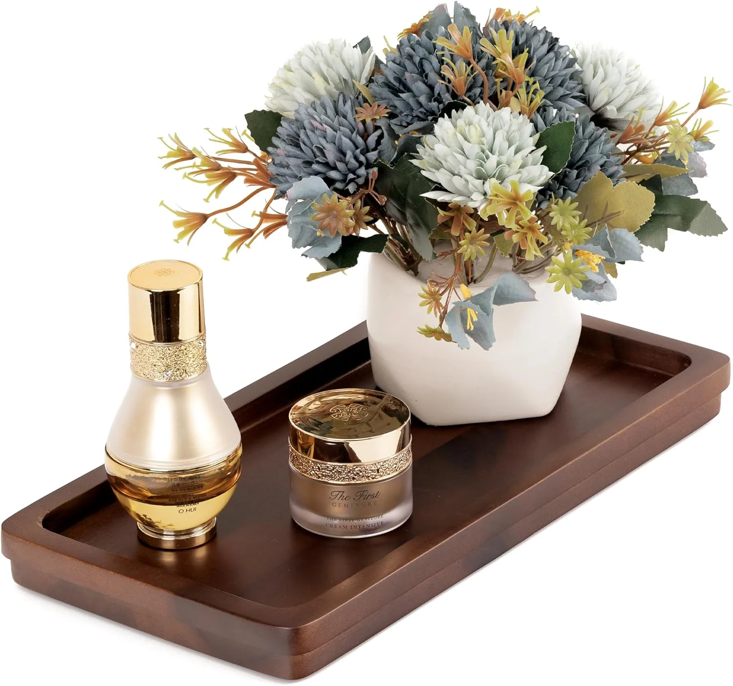 Original Bathroom Vanity Tray 11.8×5.9in of Acacia Wood – Elegant Organizer for Cosmetics Jewelry Perfume Candle Key – Premium Wood Tray for Bathroom Clean