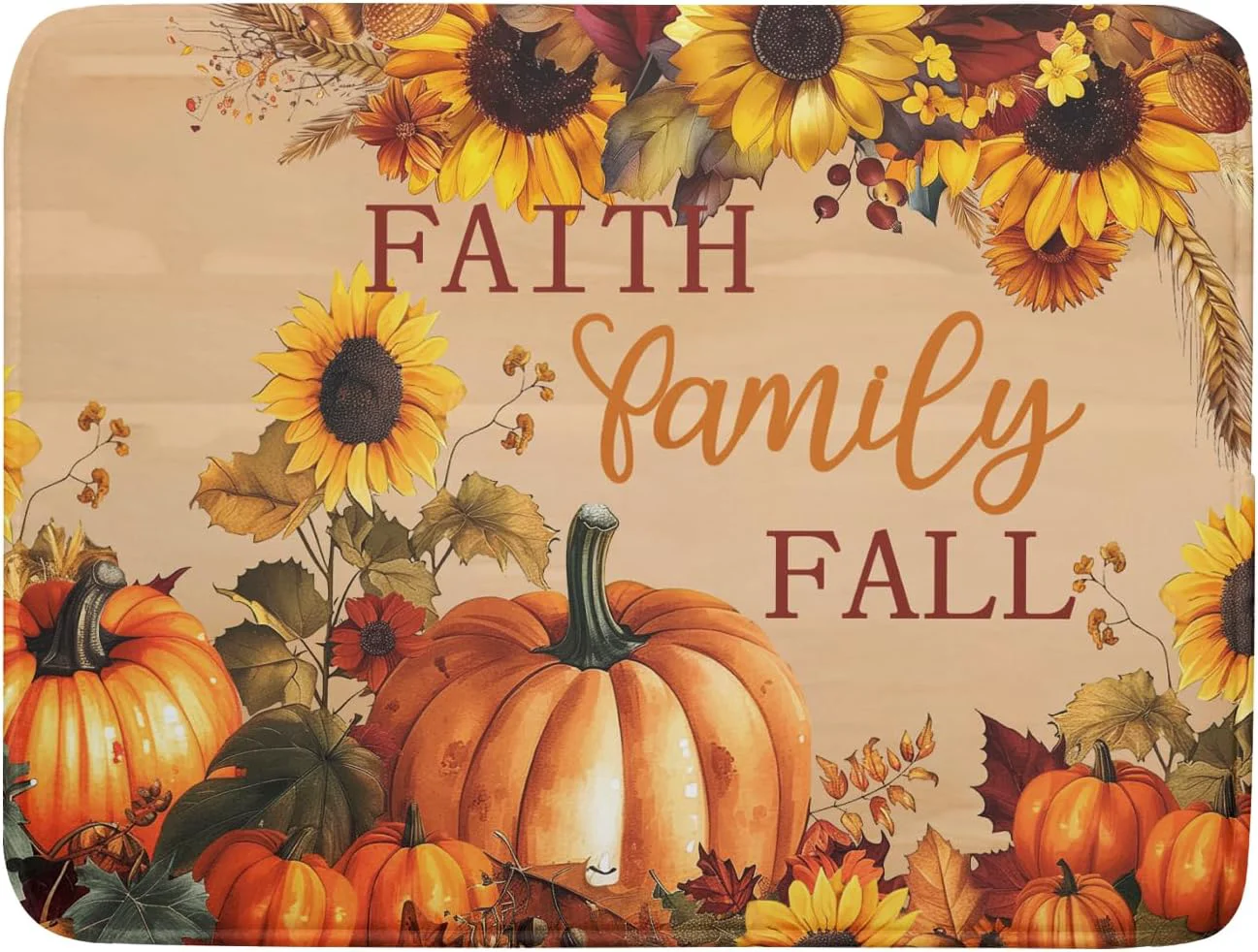 Modern Fall Pumpkin Sunflower Dish Drying Mat 18 x24 Faith Family Fall Drying Mat for Kitchen Counter Absorbent Autumn Orange Pumpkins Thanksgiving Dishes Carefully Designed