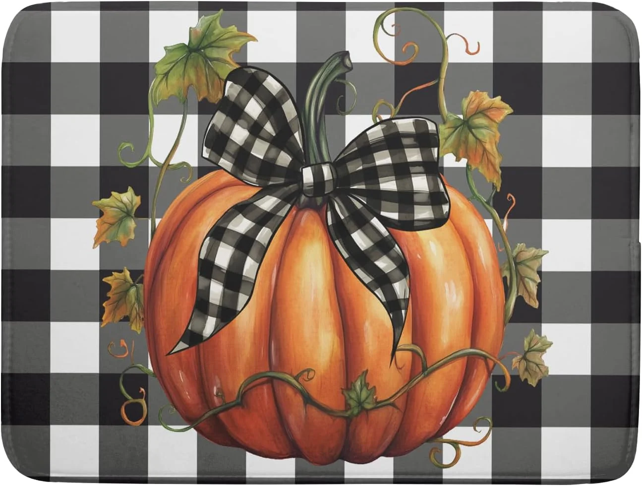 Excellent Fall Drying Mats for Kitchen Counter Fall Pumpkin Dish Drying Mat 18 x 24 Inch Autumn Black White Buffalo Check Dish Rack Mat Drainer Pad Solid