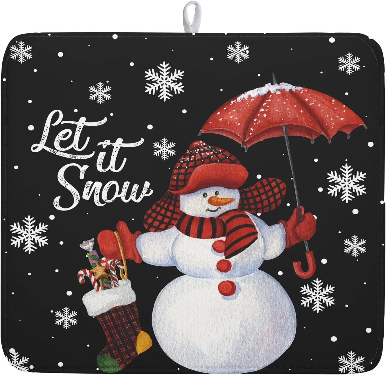 Elite Winter Snowman Dish Drying Mat Christmas Snow Dish Drying Mat for Kitchen Counter Christma Cute Snowman Absorbent Fast Dry Dish Drainer Mat Protector Xmas Microfiber Dish Drying Pad 16×18 Inch Versatile
