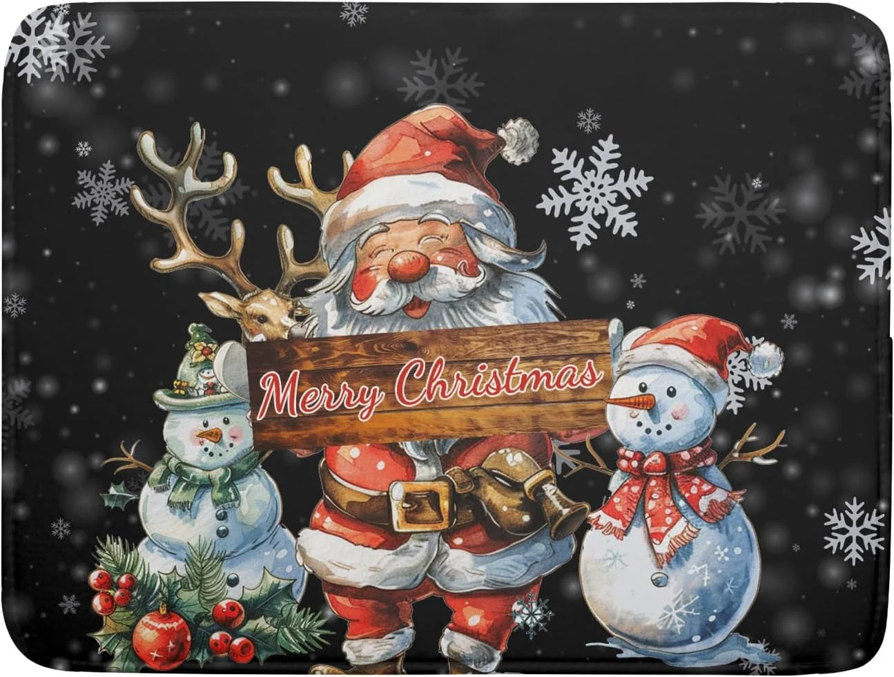 Quality Christmas Santa Snowman Dish Drying Mats for Kitchen Counter 16 x18 Merry Christmas Santa Claus Dish Drying Mats Absorbent Microfiber Reversible High-End