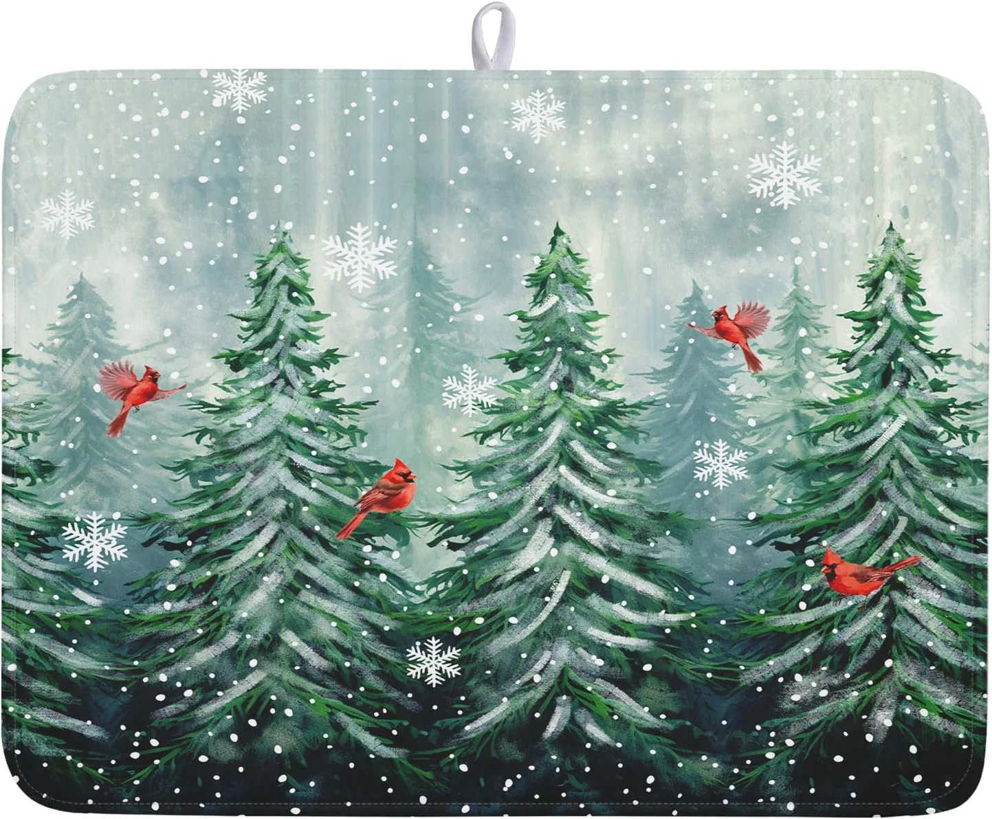 Sophisticated Winter Pines Tree Dish Drying Mats for Kitchen Counter Christmas Tree Dish Mat Absorbent Reversible Microfiber Dish Drying Pad Winter Kitchen Drying Mat Dish Drainer Rack Mats for Coffee Bar 18 x24 Luxury