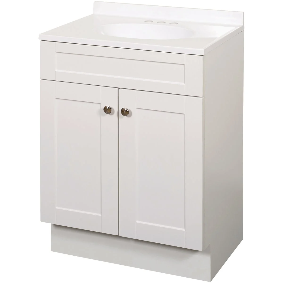 Official Zenith Zenna Home White 24 In. W x 35 In. H x 18 In. D Shaker Vanity with White Cultured Marble Top Innovative