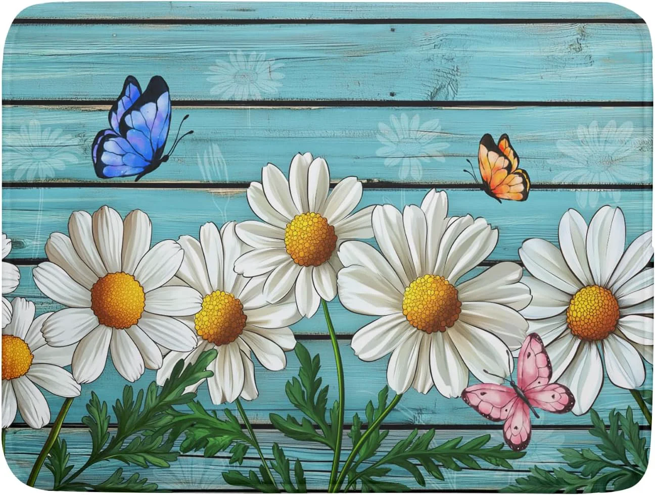 Elegant Spring Summer Daisy Flowers Dish Drying Mat for Kitchen Counter 18 x24 Rustic Daisy Absorbent Dish Drying Mat Reversible Microfiber Dish Drainer Fine
