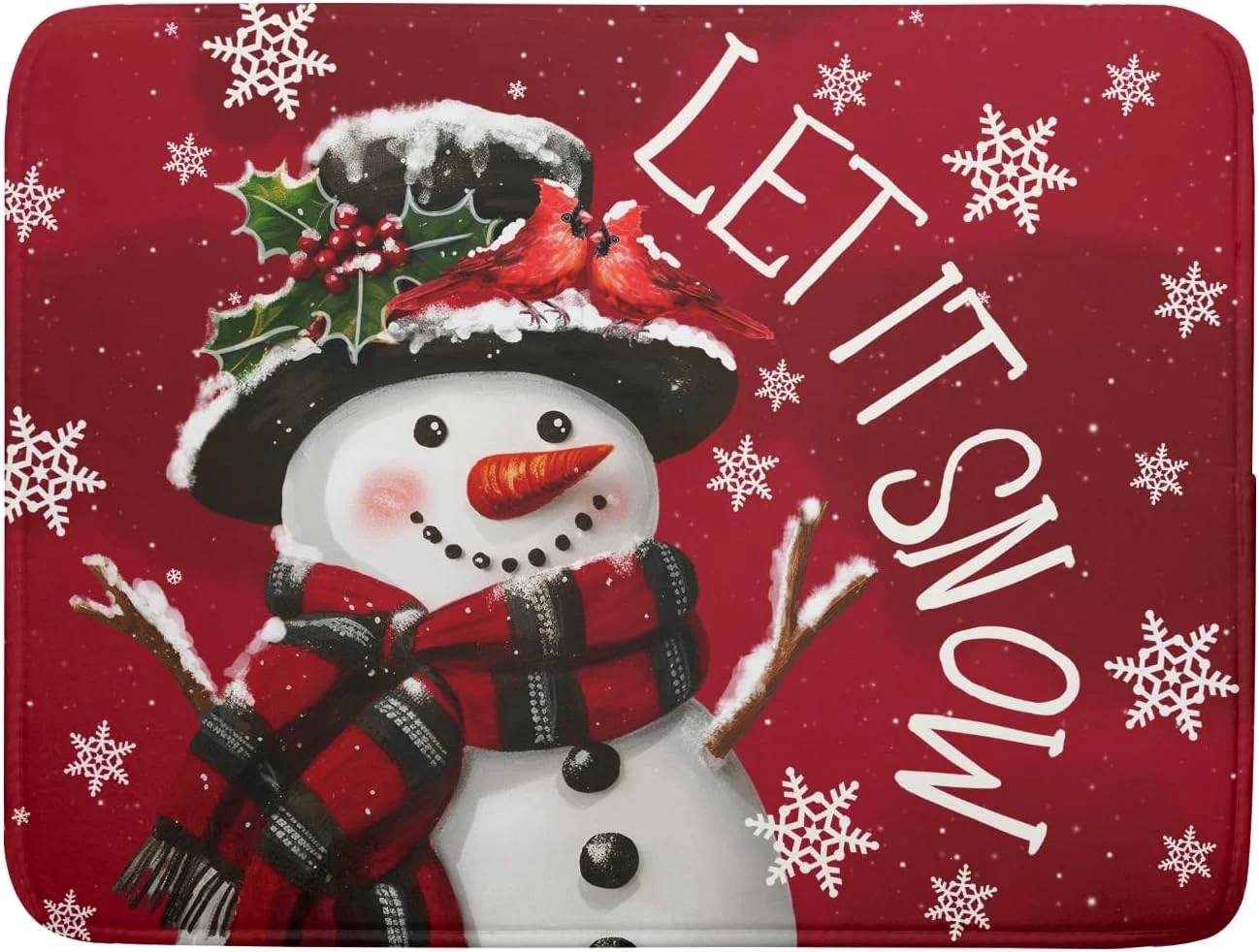 Specialty Merry Christmas Dish Drying Mat for Kitchen Counter 18×24 Inch Let It Snow Dish Draining Mat Xmas Snowflakes Decorations Fast Absorbent Tableware Reusable