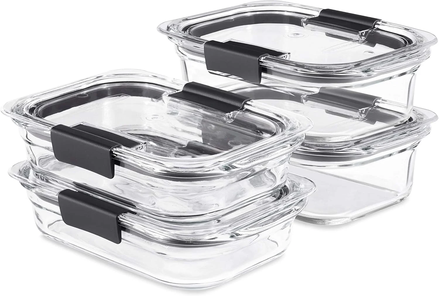 Organic Rubbermaid Brilliance Glass Food Storage set of 4 containers 8 total pieces 4 containers 4 lids for Lunch Meal Prep and Leftovers Dishwasher and Carefully Designed