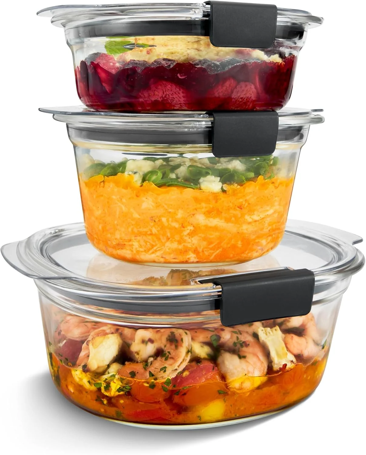 Authentic Rubbermaid Brilliance® Glass Round Leak-Proof 6-Piece Set Food Storage Containers Food Containers with Lids Meal Prep Containers Dependable