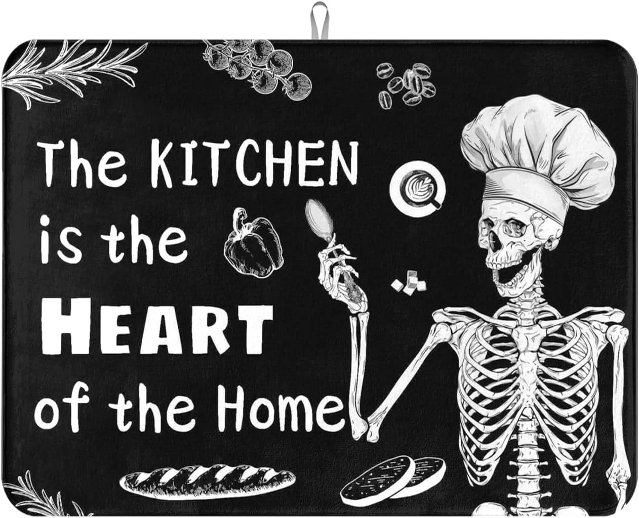 Modern Halloween Skeleton Dish Drying Mat 18 X 24 Inch The Kitchen Is The Heart Of The Home For Kitchen Counter Reversible Dish Drying Pad Water Absorbing Long-Lasting