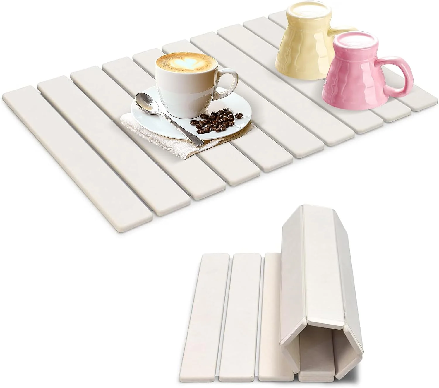 Sustainable Large Stone Dish Drying Mats for Kitchen Counter 24 ×16 Collapsible quick dry stone mat kitchen Eco-Friendly Soft