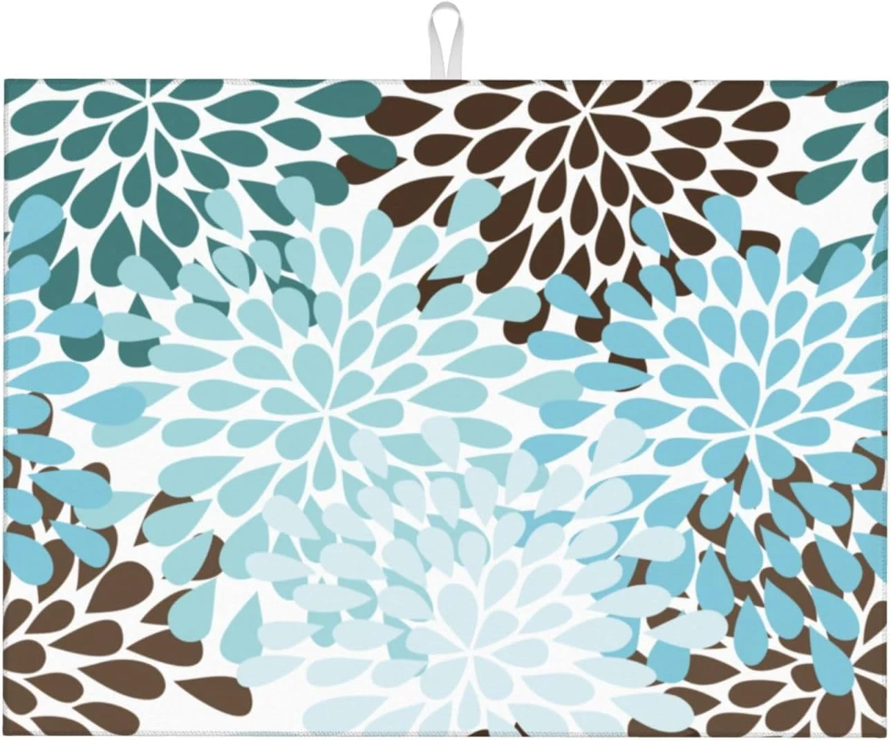 Genuine Blue Gray Dahlia Flowers Dish Drying Mat 18×24 inch for Kitchen Spring Floral Dishes Pad Dish Drainer Rack Mats Absorbent Fast Dry Kitchen Accessories Durable