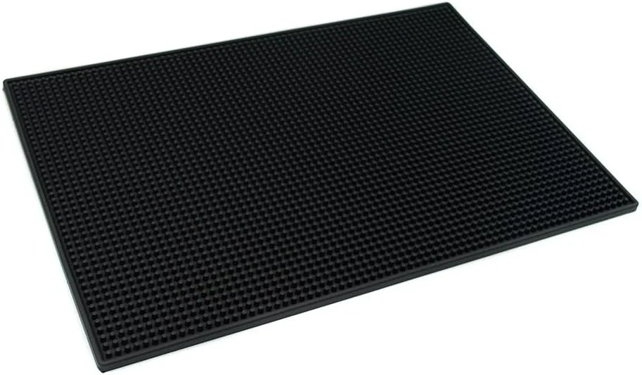 Trendy PVC Bar Service Mat for Cocktail Bartender 18×12 inches Black Certified