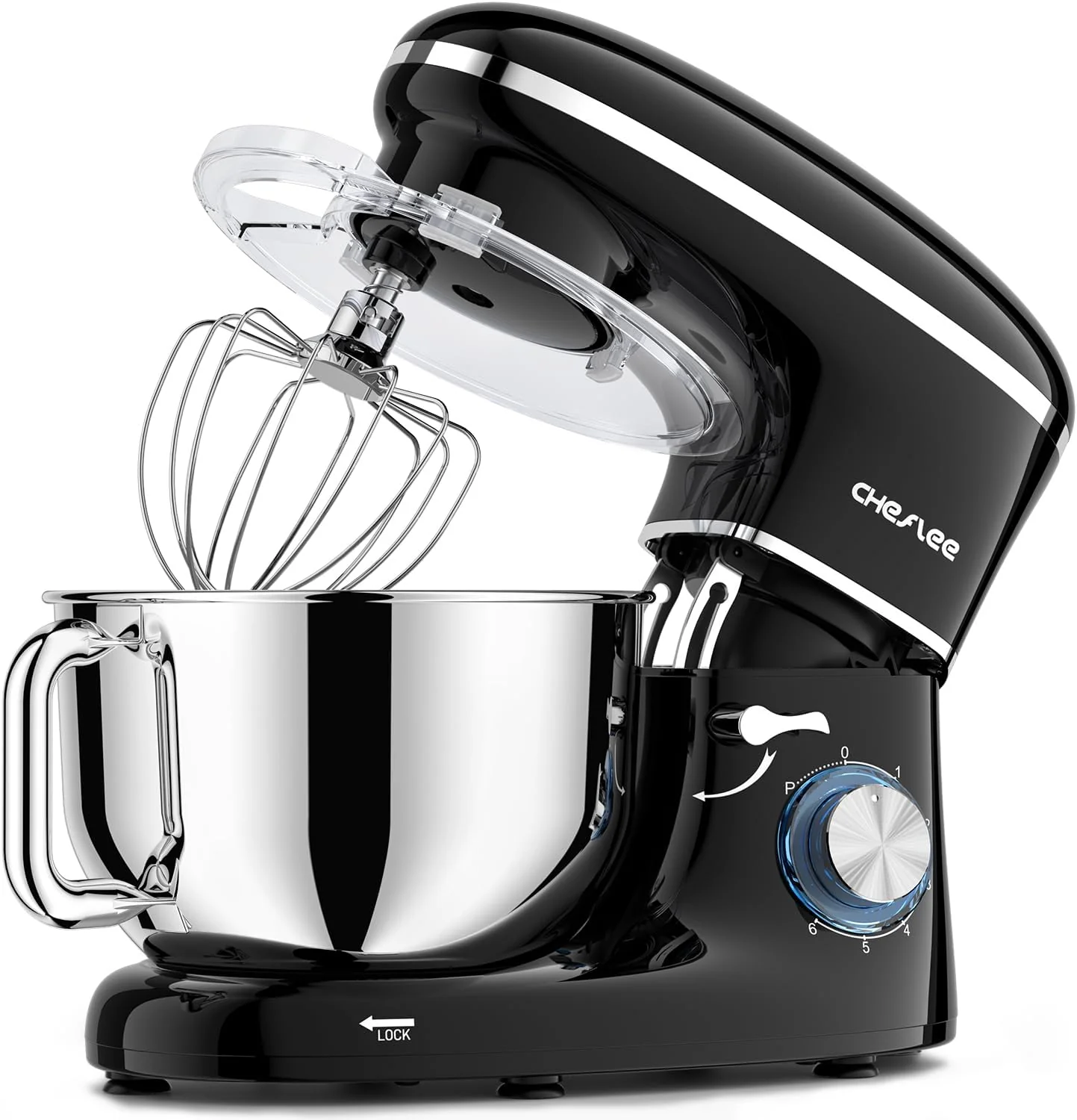Convenient CHeflee Stand Mixer 660W 6 P With 6.5QT Stainless Steel Bowl Dough Hook Wire Whip Beater for Most Home Cooks Black Sophisticated