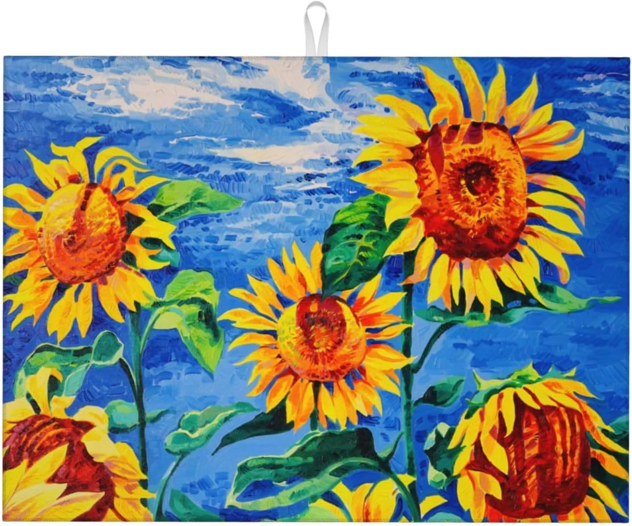 Smart Sunflowers Large Dish Drying Mats For Kitchen Counter Watercolor Yellow Flower Microfiber Kitchen Drying Mat Draining Pad Absorbent Dish Mat 18 x24 Soft