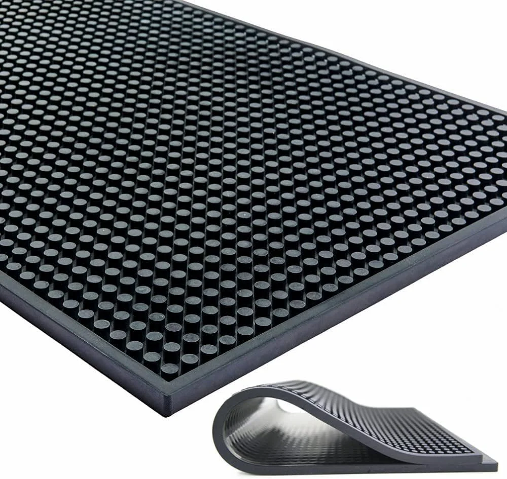 Specialty Large Size Thicker Bar Mat for Countertop Dish Drying Mat Coffee Bars Tea Bar Under Sink Storage Mat 12X24” Black Minimalist