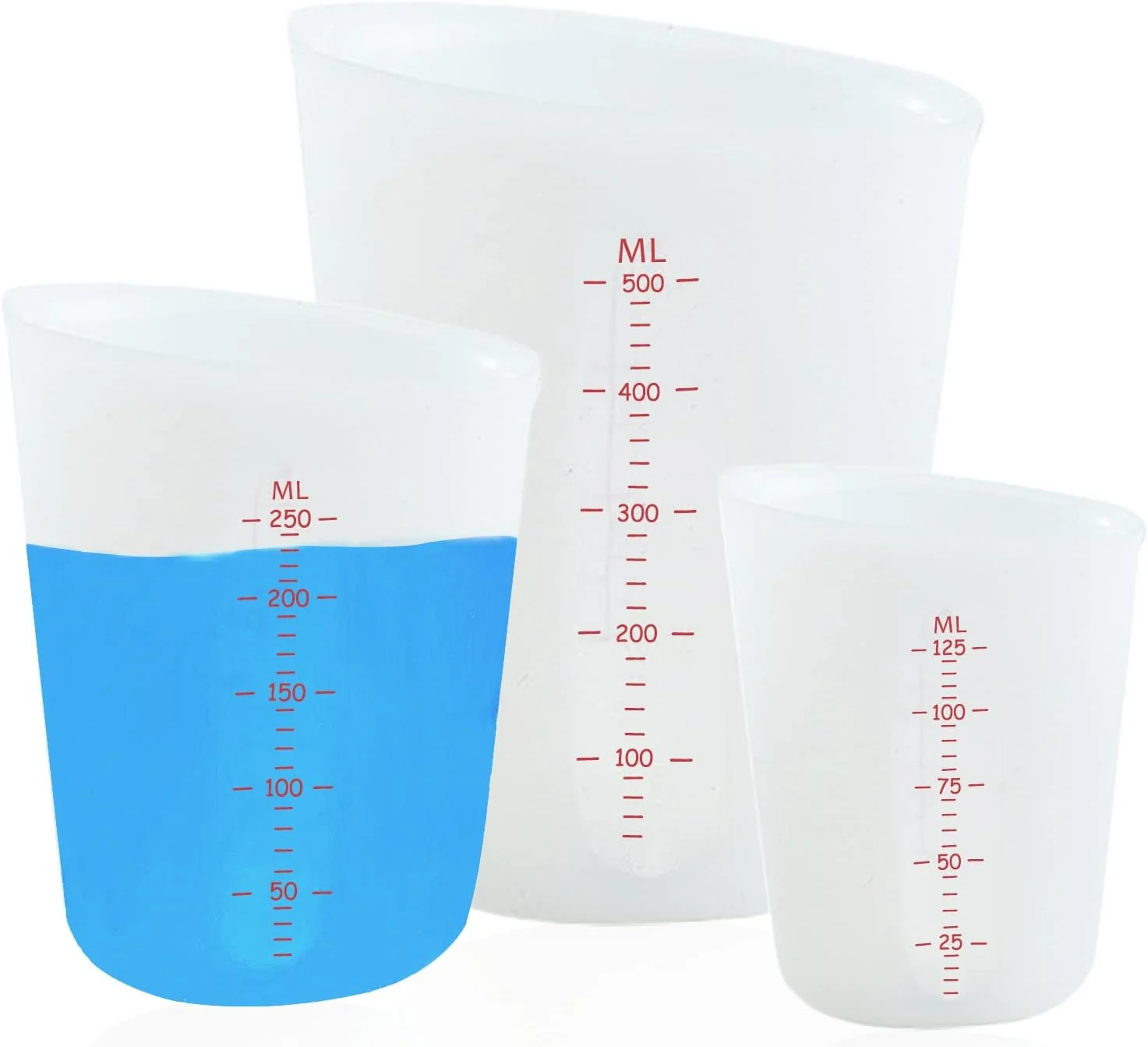 Modern 3 PCS Silicone Flexible Measuring Cups Melting Cups for Epoxy Resin Butter Chocolate and More 2 Cup 1 Cup 1 2 Cup Top-Quality