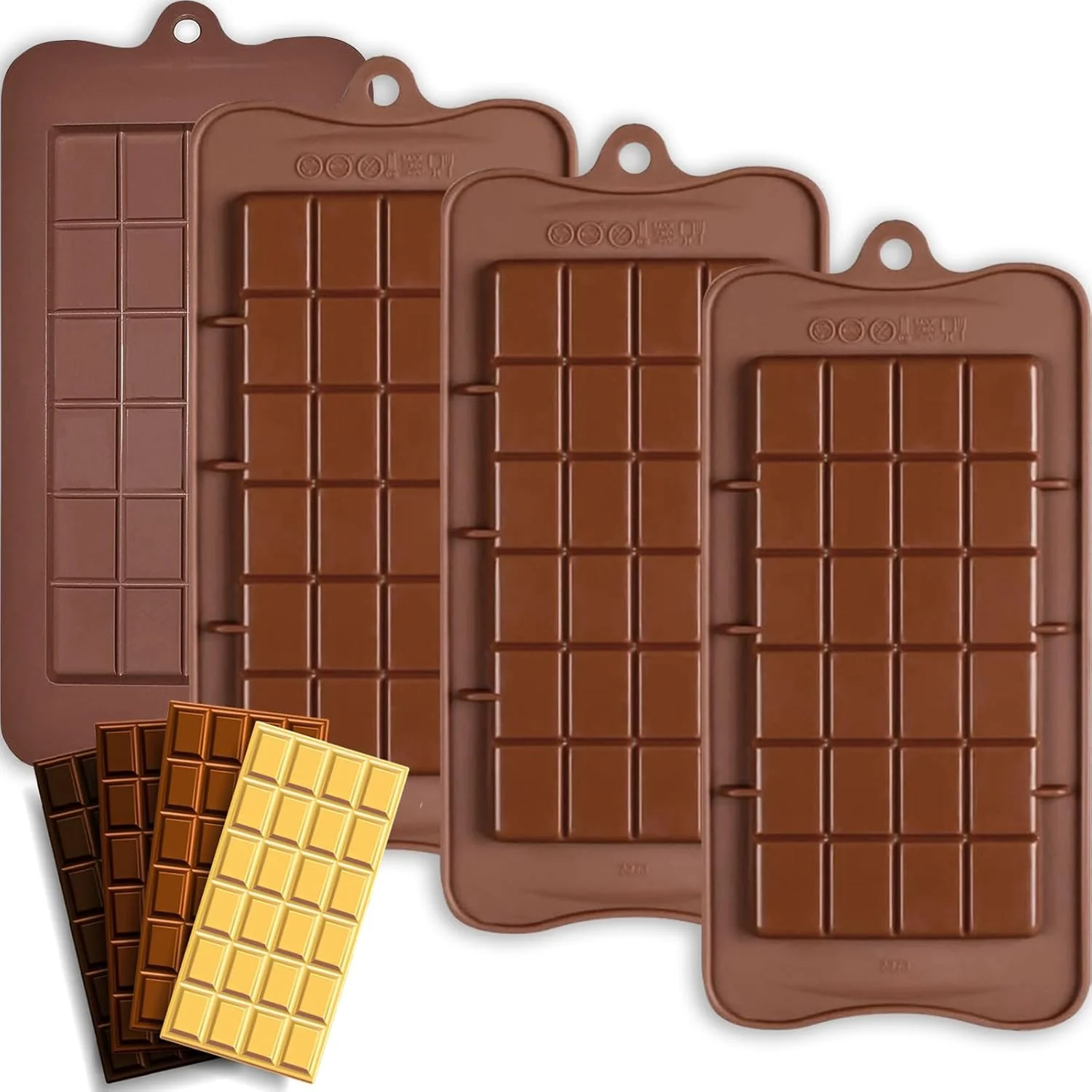 Verified Hknmtt Chocolate Bar Molds Silicone Classic 4 Pack Snap Candy Bars Making Mould Set Artisan