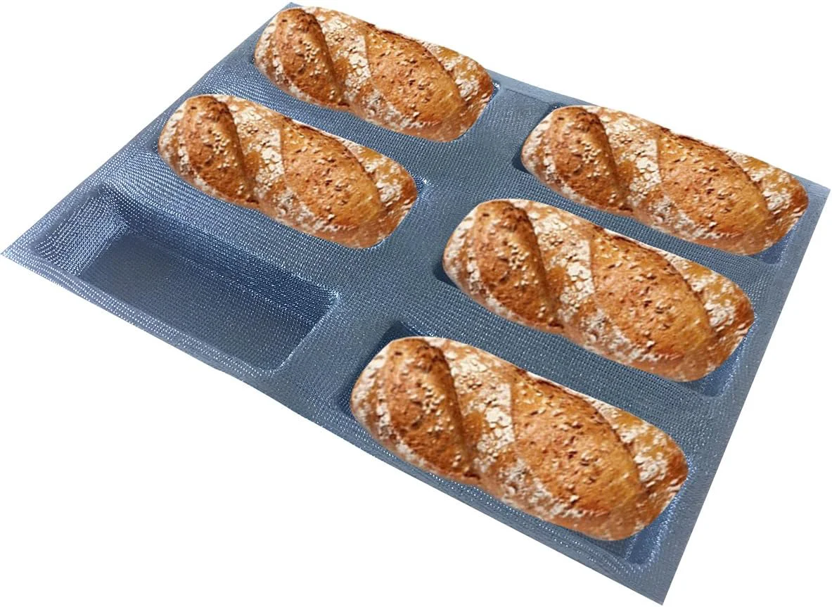 Quality Bluedrop Silicone Bread Forms Square Shape Bread Molds Non Stick Bakery Trays Silicone Coated Fiber Glass 6 Caves Rectangle Moulds Stylish