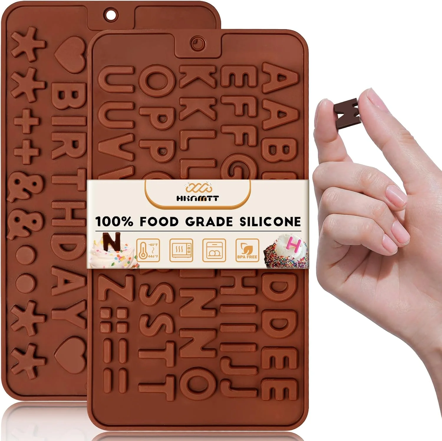 Lightweight Hknmtt Letter Molds Silicone for Chocolate 2PCS Small Mini Size for Alphabet Decorating Birthday Cake Strawberries Lollipop Fondant Trendy