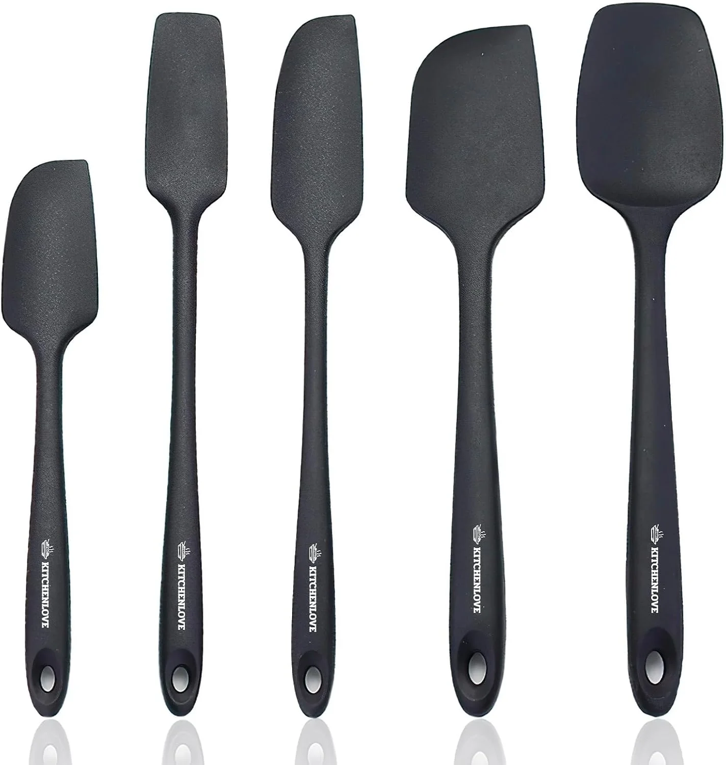 Specialty Kitchenlove Premium 600°F Heat Resistant 5 Piece Silicone Spatula Set for Baking Cooking Mixing – Non-Stick with High Grade S-Iron Steel Core Effective