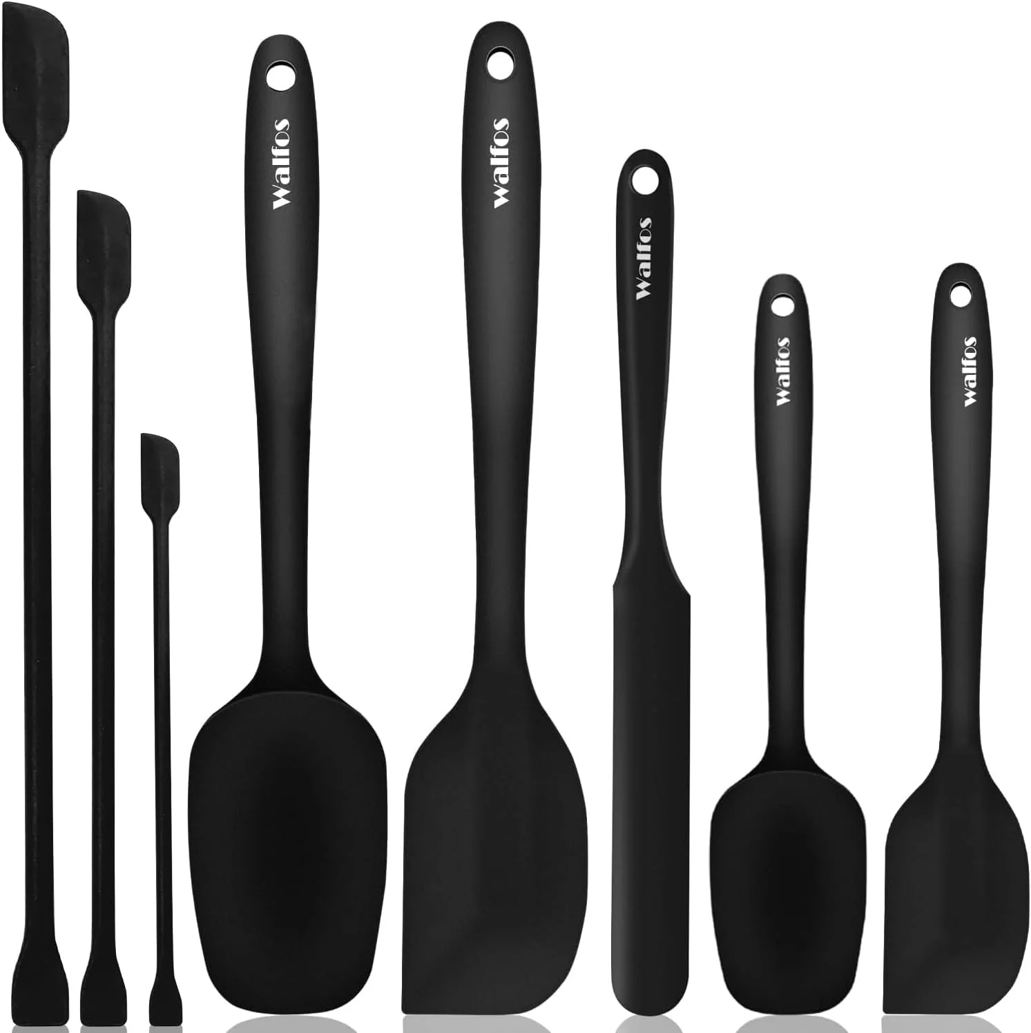 Soft Walfos Silicone Spatula Set of 8 600°F）- Heat Resistant Kitchen Silicone Scraper Spatulas Mini Spatulas One-Piece Seamless Design Long-Lasting