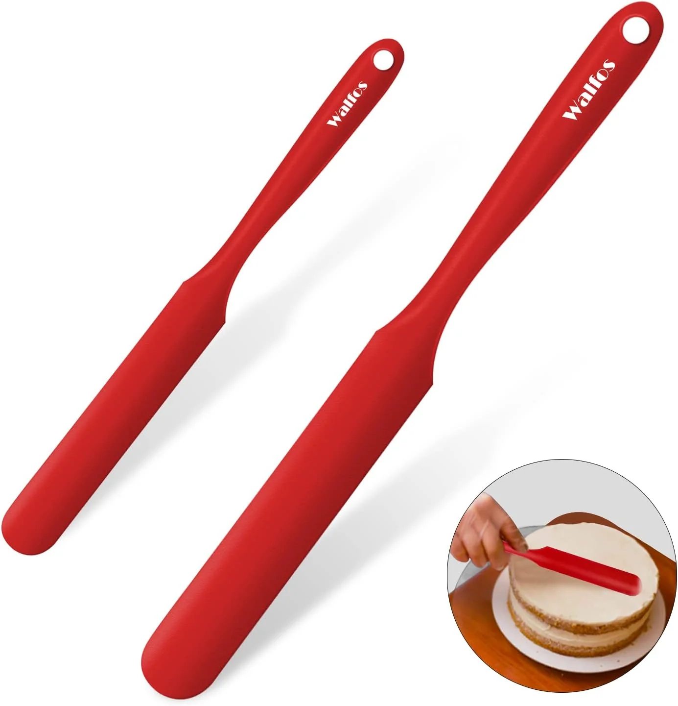 Proven Walfos Silicone Jar Spatula – 600ºF Heat Resistant Kitchen Spatulas 2pcs Strong Steel Core One-Pieces Design Mixing Batter Cake Cream Spatulas Responsible