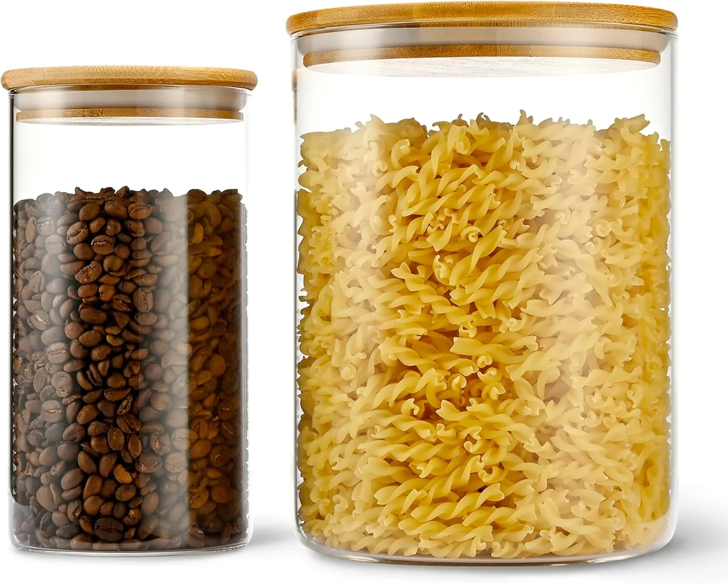 Innovative 108oz 42oz Straight cylindrical Airtight Storage Jars with Bamboo Lid Set of 2 Large Storage Container Gallon Glass Jars for Flour Trendy