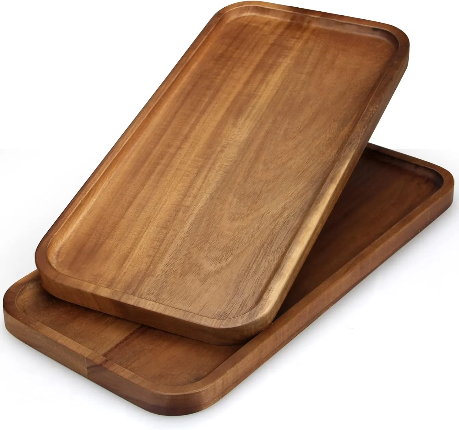 Modern 16 x 8 Large Wooden Serving Tray for Decor Party Charcuterie Boards Rectangular Acacia Wood Dessert Platters Rectangle Cake Dessert Plates Food Luxury
