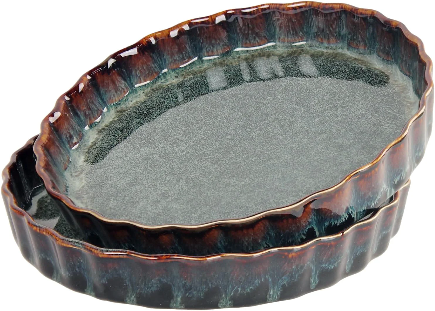 Efficient 7 Inch Ceramic Pie Pan Quiche Dish 13.5 Ounces Baking Pan Set of 2 Au Gratin Baking Dishes Non-Stick Tart Pan Pie Plate for Apple Oven Safe Round Ruffled Edge 7.7 Inch Quality