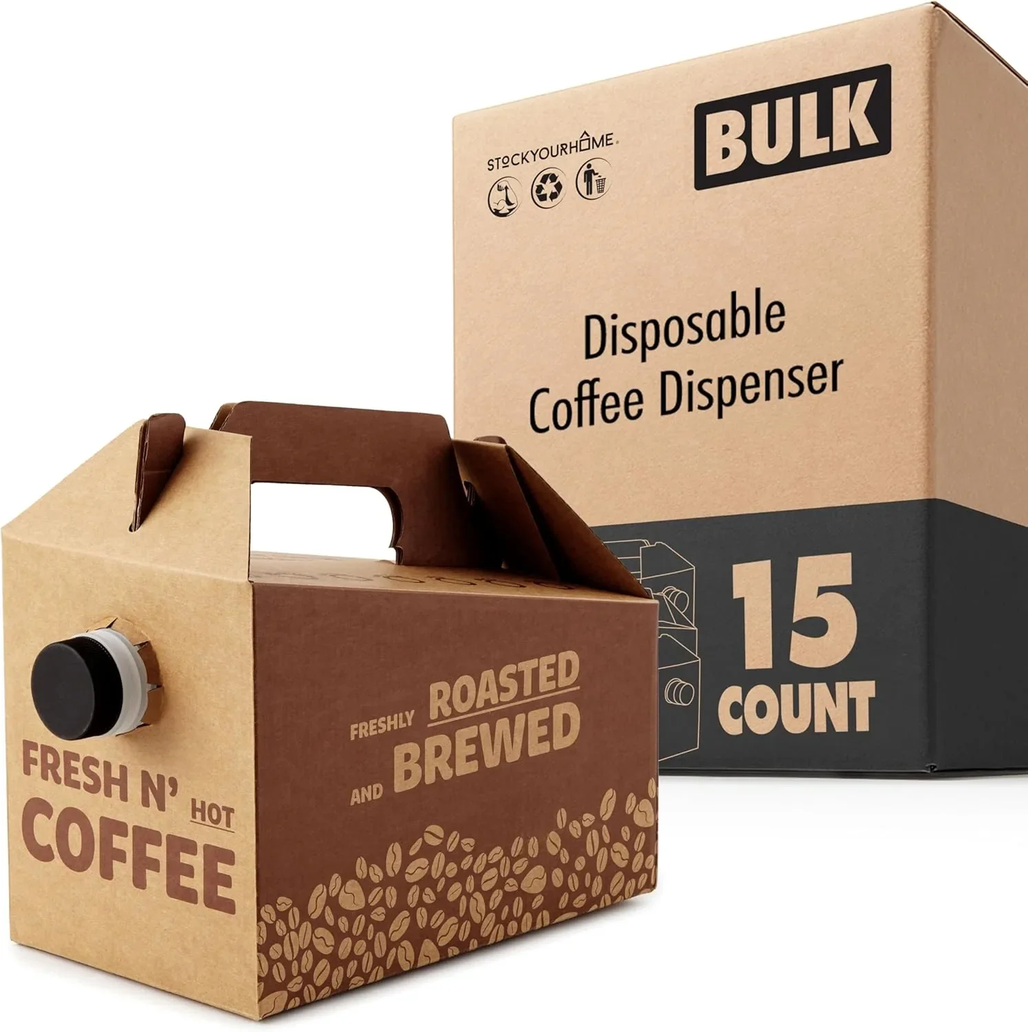 Selected Stock Your Home 96 oz Disposable Coffee Box Dispensers 15 Pack – Insulated Beverage Server with Handle Flexible